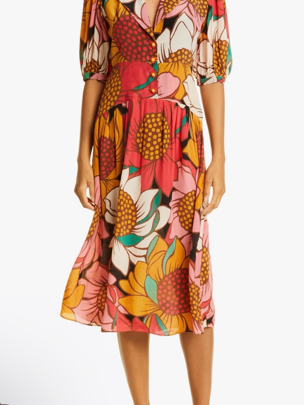 FARM Rio Bold Floral Maxi Dress in Pink, Coral, Mustard, Teal and Cream - Picture 3 of 3